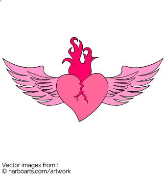 335x355 Download Flaming Heart With Wings