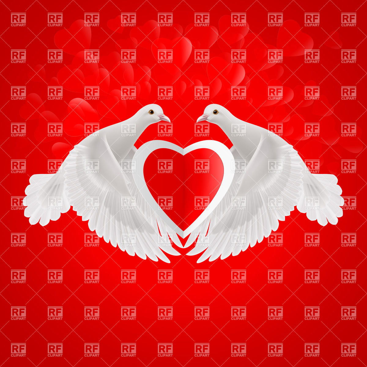 1200x1200 White Doves Holds Paper Heart In Wings Vector Image Vector