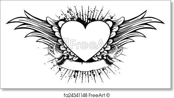 560x316 Free Art Print Of Heart Wings. Abstract Vector Illustration Frame