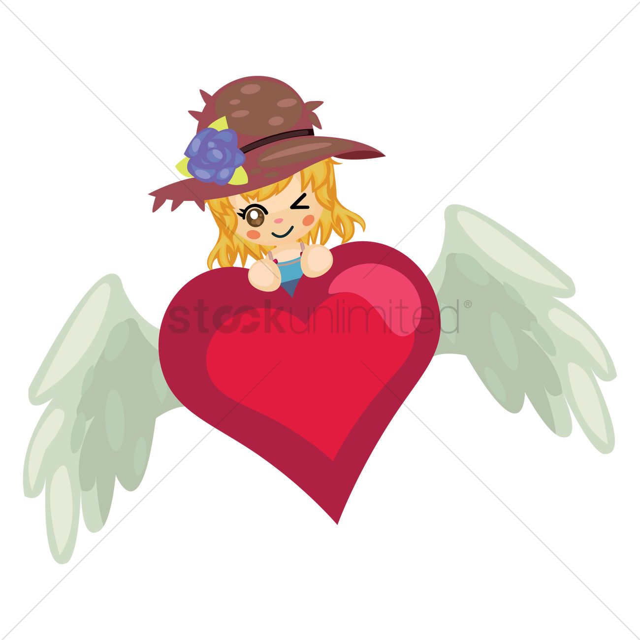 1300x1300 Girl With Heart And Wings Vector Image