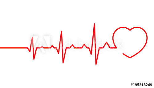 500x286 Heart Pulse, Cardiogram Line Vector Illustration, Heartbeat