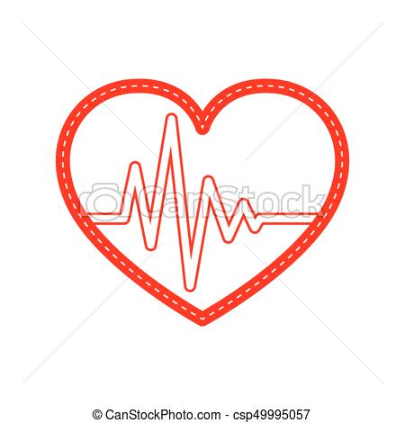 450x470 Heart With Heartbeat Sign. Vector Illustration. Red Heart Icon