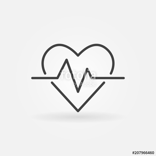 500x500 Heartbeat Vector Icon. Heart Rate Concept Outline Symbol Stock