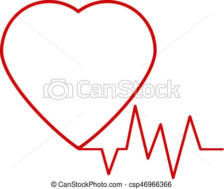 450x380 Red Heart Icon With Sign Heartbeat. Vector Heartbeat Heart Beat