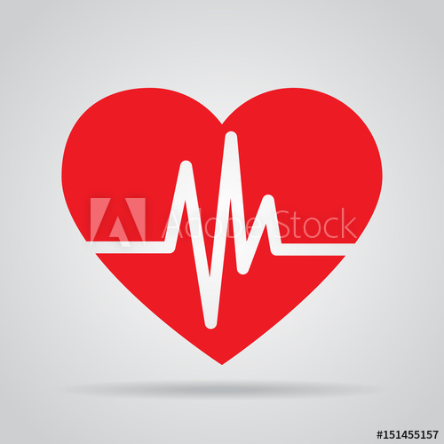 500x500 Red Heart Icon With Sign Heartbeat. Vector Illustration. Heart In