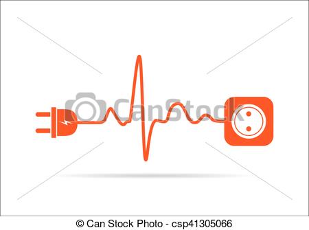 450x335 Extension Cord In The Form Of Heartbeat. Vector Illustration. Wire