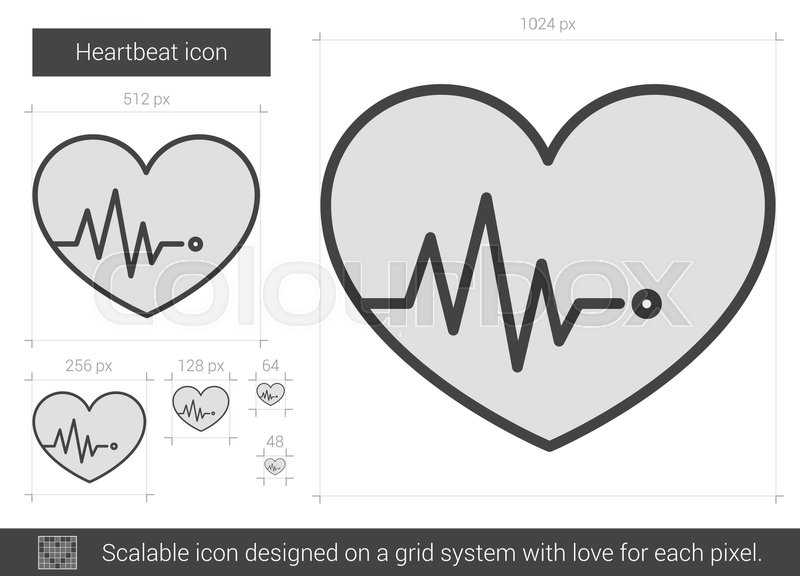 800x576 Heartbeat Vector Line Icon Isolated On White Background. Heartbeat