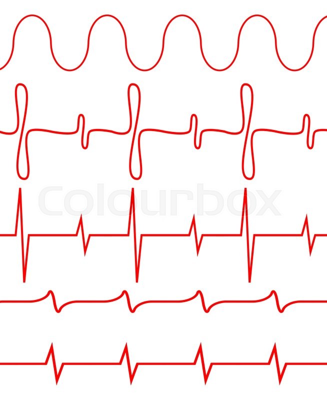 654x800 Seamless Set Of Lines Heartbeat. Pulse Electrocardiogram