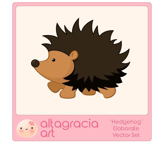 570x500 Hedgehog Vector Illustration Clip Art Set For Scrapbooking And Etsy