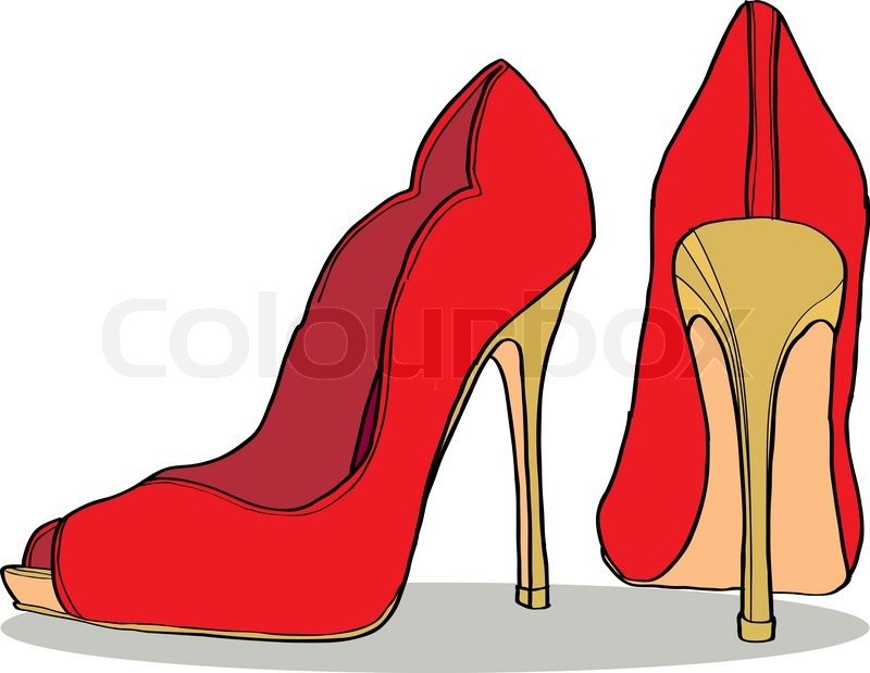 800x619 Picture Pairs Of Female Shoes With High Heels. Vector Illustration