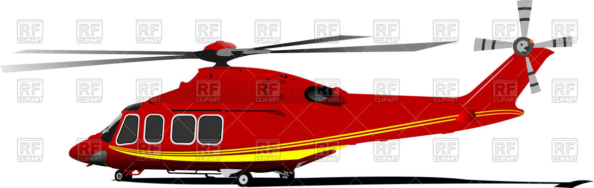 1200x381 Red Yellow Helicopter (Side View) Vector Image Vector Artwork Of
