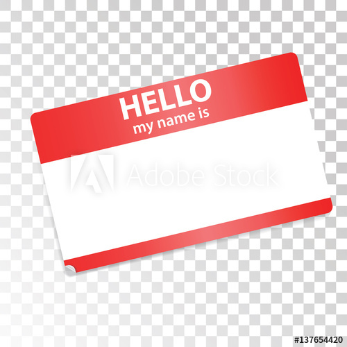 500x500 Hello, My Name Is. Red White Sticker On Transparent Background
