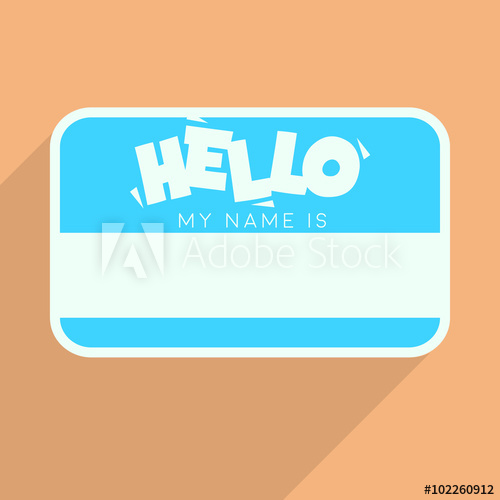 500x500 Personal Card With Text Hello My Name Is. Flat Vector Template