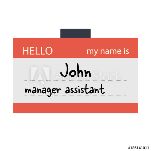 500x500 Red Flat Design Hello My Name Is Badge, Isolated Vector