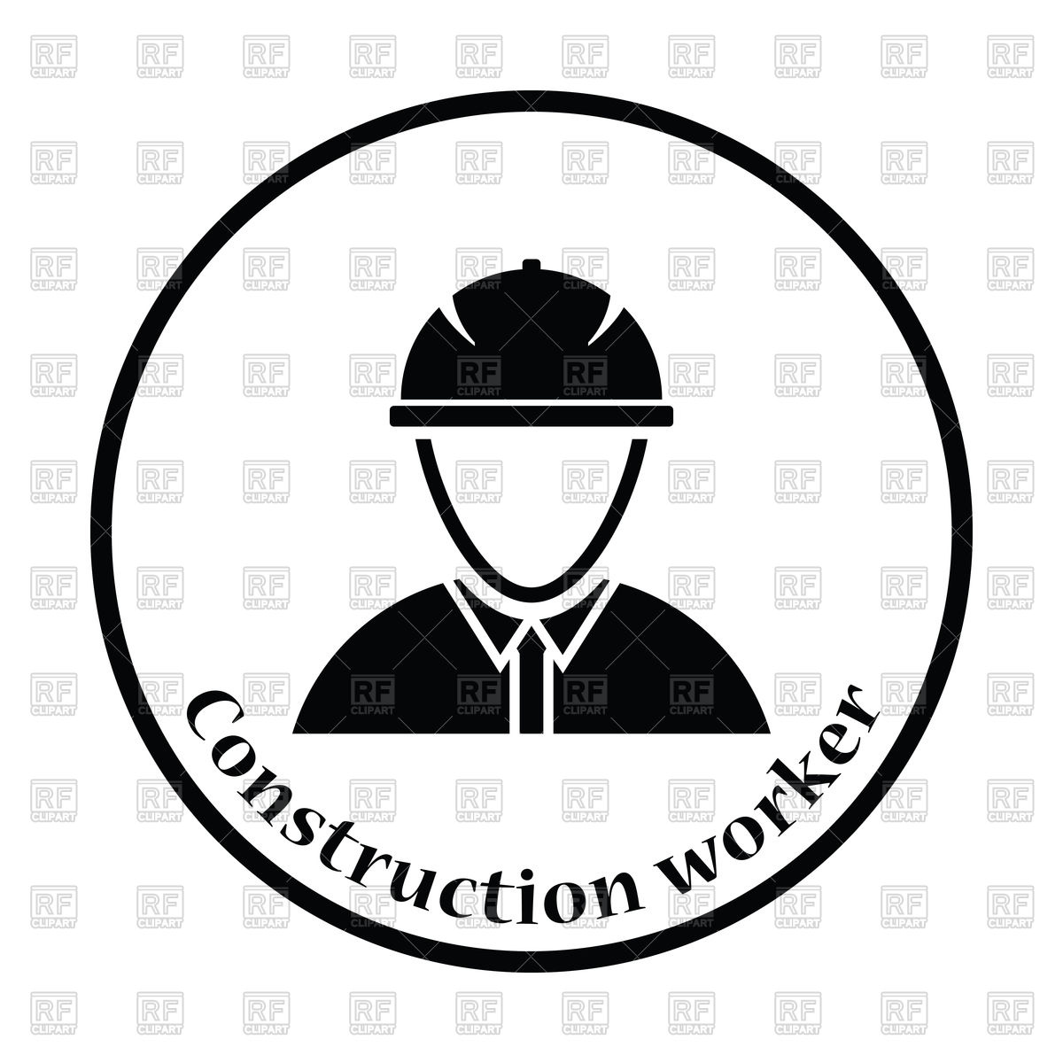 1200x1200 Icon Of Construction Worker Head In Helmet Vector Image Vector