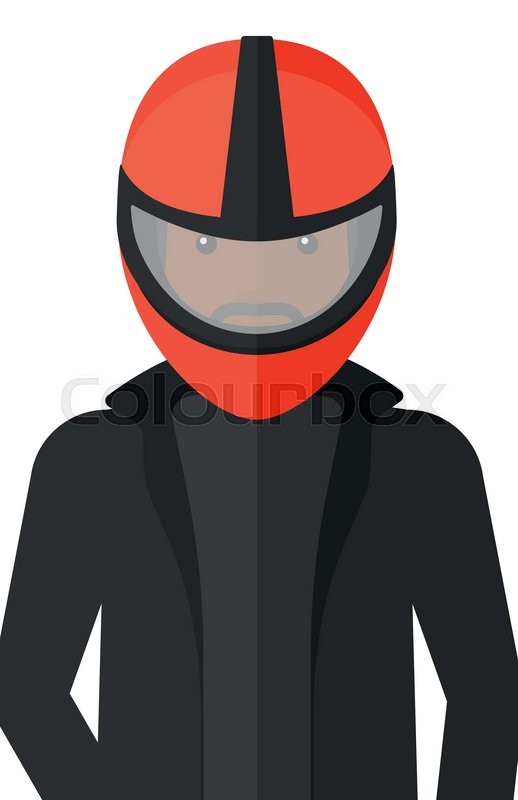 518x800 An African American Man In Biker Helmet Vector Flat Design