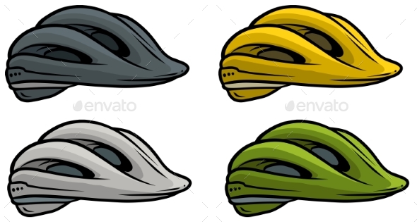 590x318 Cartoon Plastic Bicycle Helmet Vector Icon Set By Gb Art