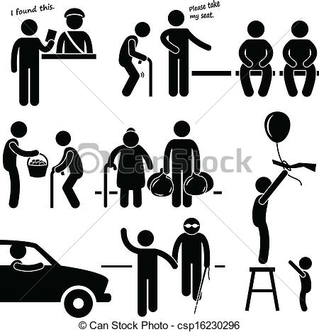 450x468 Kind Good Man Helping People. A Set Of Pictograms Representing A