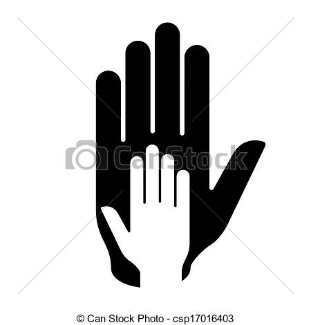 450x470 Helping Hand. Hand In Hand Illustration In Black And White. Help