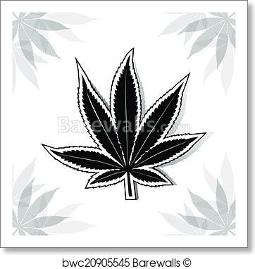 362x382 Art Print Of Black Cannabis Leaf. Barewalls Posters Amp Prints
