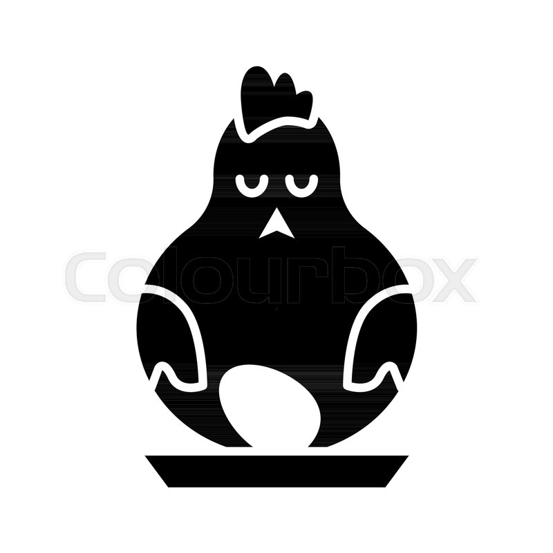 800x800 Easter Holiday Hen Vector Icon. Solid Flat Line Chicken Or Cock