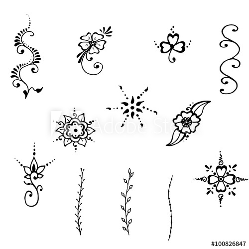 500x500 Vector Floral Elements In Indian Mehndi Style. Abstract Henna
