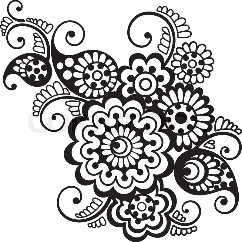 798x800 Vector Floral Pattern Element, Indian Ornament, Henna Style