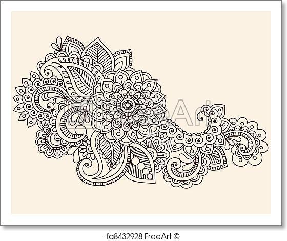 560x470 Free Art Print Of Henna Mehndi Tattoo Doodles Vector. Hand Drawn
