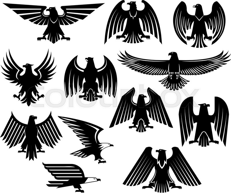 800x666 Heraldic Eagle Icons Set Of Griffin Or Vulture Black Bird