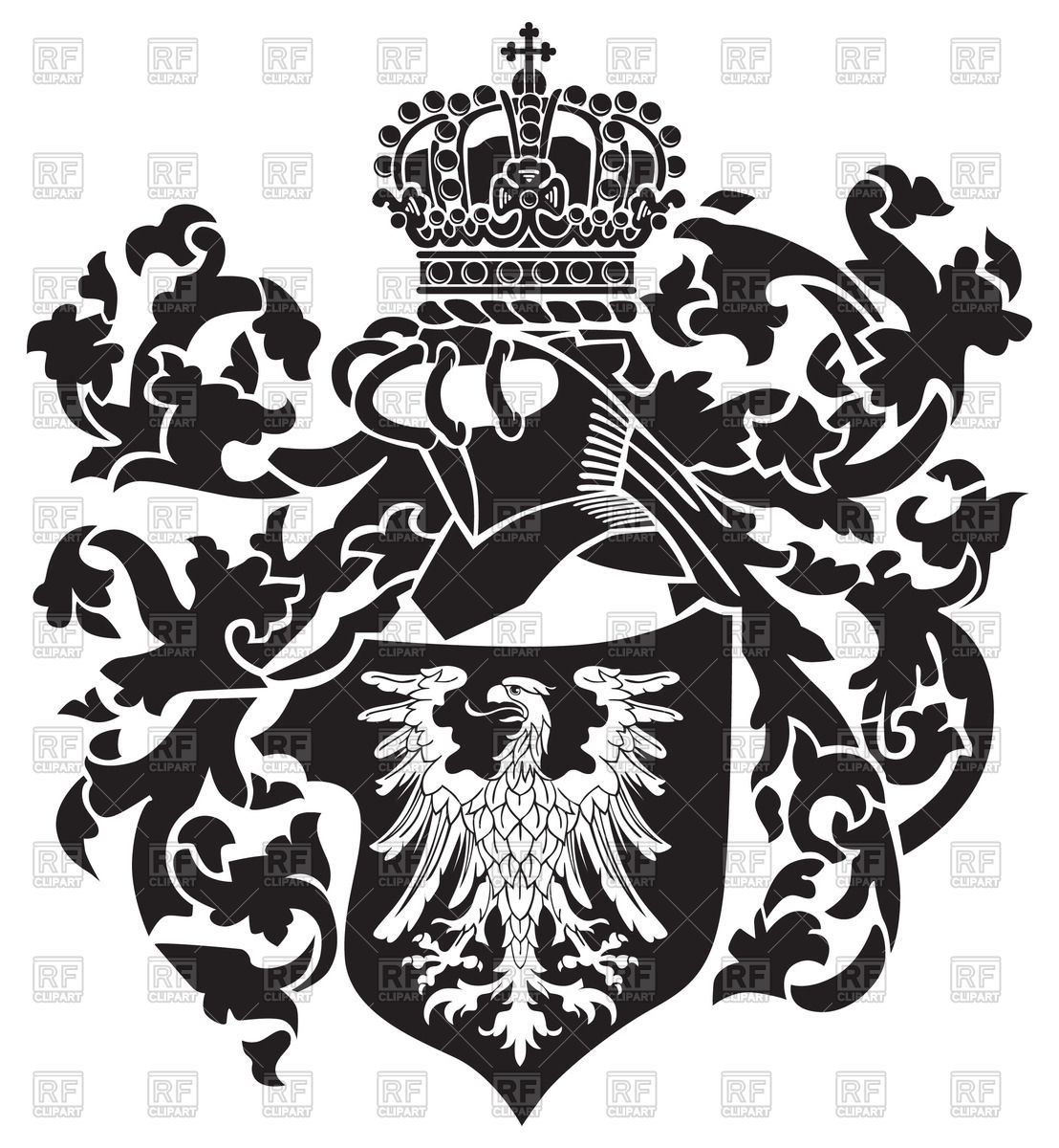 1108x1200 Heraldic Eagle On Royal Coat Of Arms Vector Image Vector Artwork