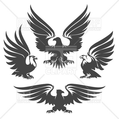 400x400 Heraldry Eagles, Hawks And Falcons Drawn In Tattoo Style Vector