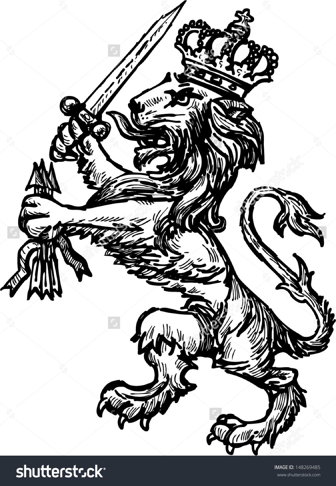 1108x1600 Heraldic Lion Stock Vector Illustration 148269485 Shutterstock