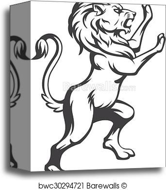 342x390 Canvas Print Of Heraldic Lion Vector Standing Barewalls Posters