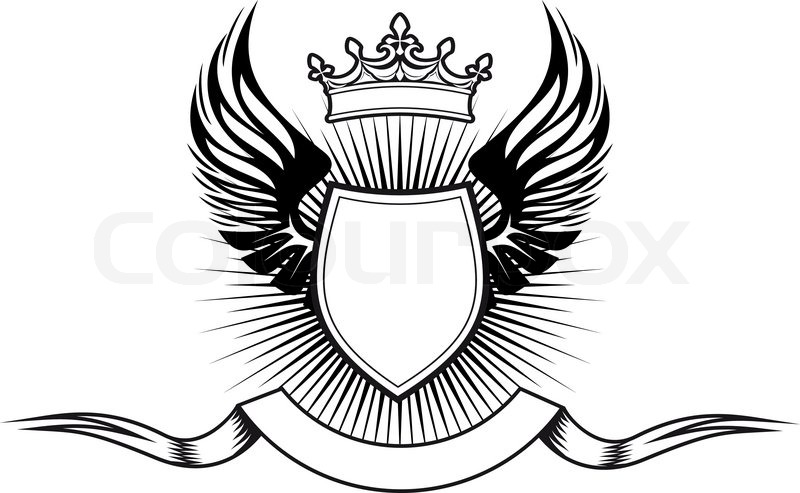 800x493 Heraldry Elements With Wings And Ribbons For Design Stock Vector