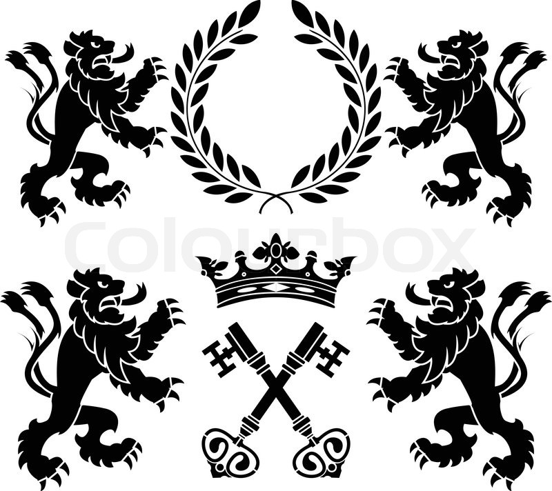 800x712 Heraldic Monsters. Stencils. Second Variant. Vector Illustration