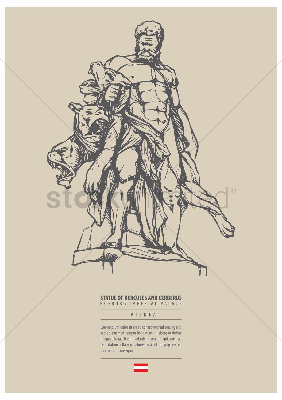 919x1300 Statue Of Hercules And Cerberus Vector Image