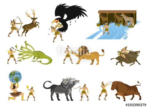 500x366 Hercules Labors And Beasts Stock Image And Royalty Free Vector