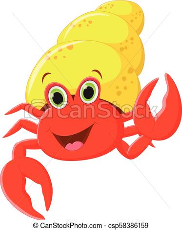 373x470 Vector Illustration Of Cartoon Hermit Crab.