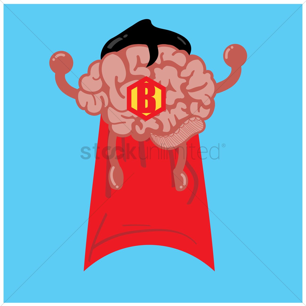 1300x1300 Brain Super Hero Vector Image