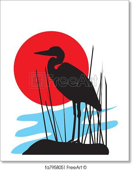 450x580 Free Art Print Of Heron. Vector Illustration Of A Heron Freeart