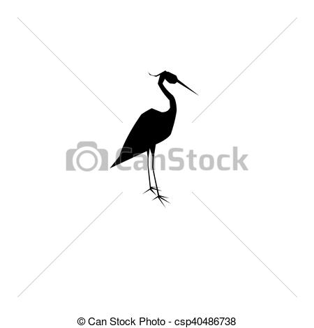 450x470 Graphic Symbol Heron Isolated On White Background For Design.