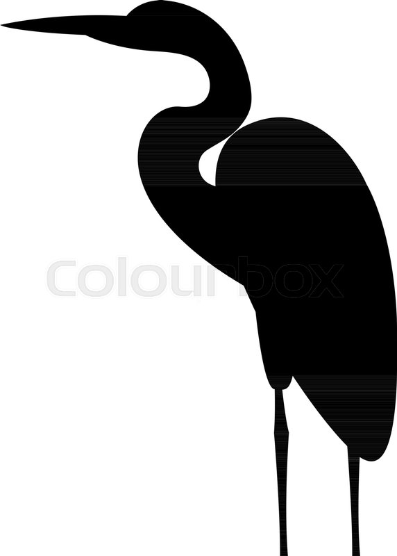 572x800 Heron Vector Illustration Black Silhouette Profile Side Stock