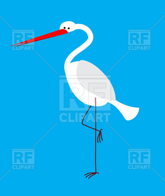 337x400 White Heron On Blue Background
