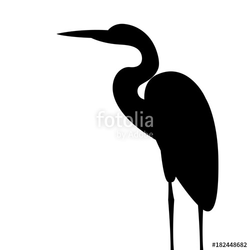 500x500 Heron Vector Illustration Black Silhouette Profile Stock Image