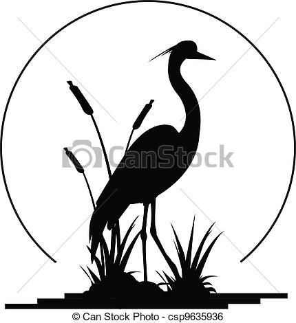 430x470 Vector Heron Silhouette