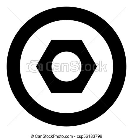 450x470 Hex Nut Icon Black Color In Circle Vector Illustration Isolated.