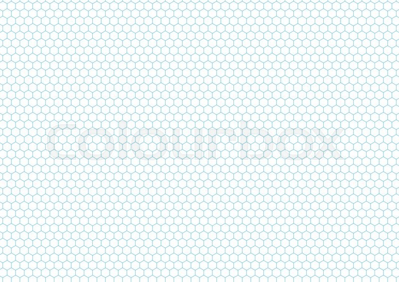 800x566 Cyan Color Hexagon Grid On White, A4 Size Horizontal Background