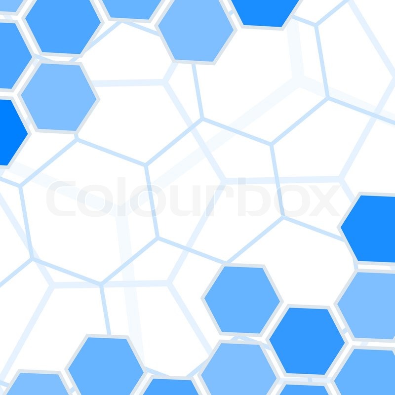 800x800 Abstract Blue Hexagons Vector Background With Copy Space. Stock