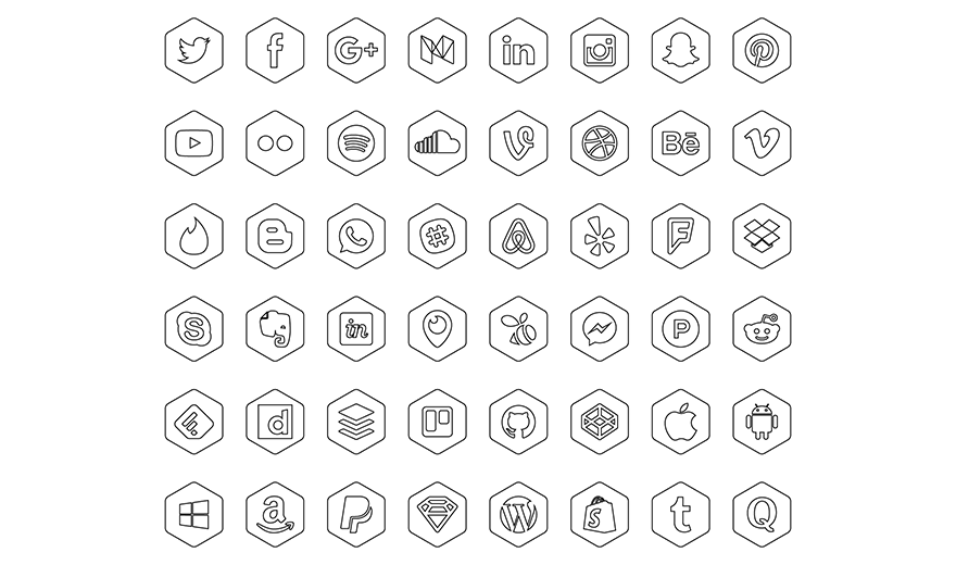 880x520 Free Hexagon Vector Icon Set