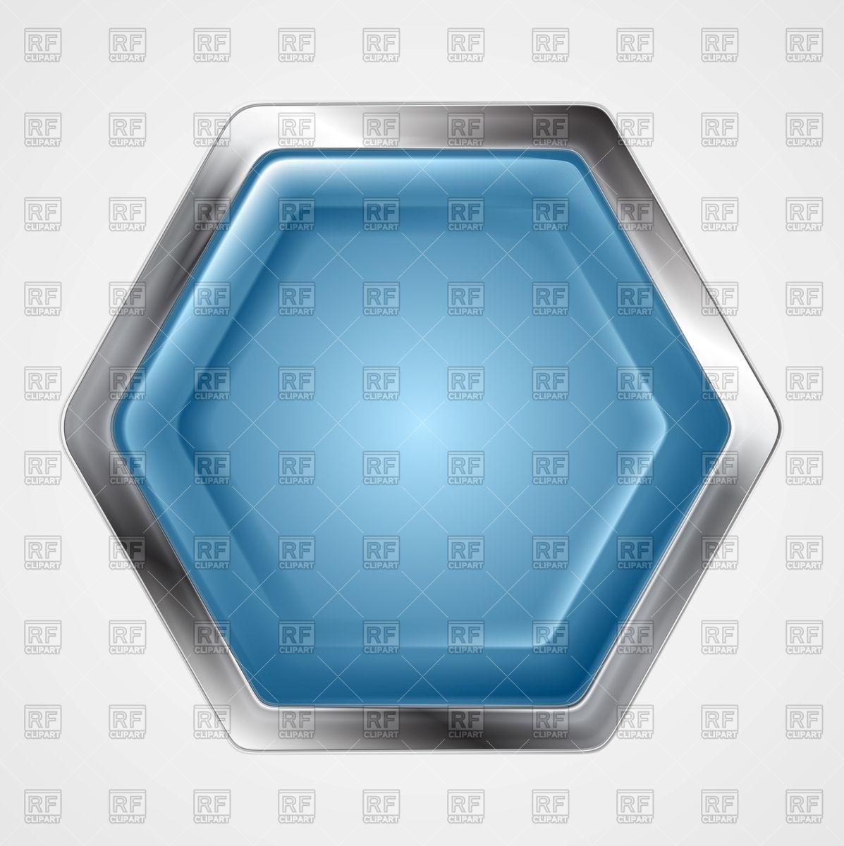 1197x1200 Blue Hexagonal Button With Metallic Border Vector Image Vector